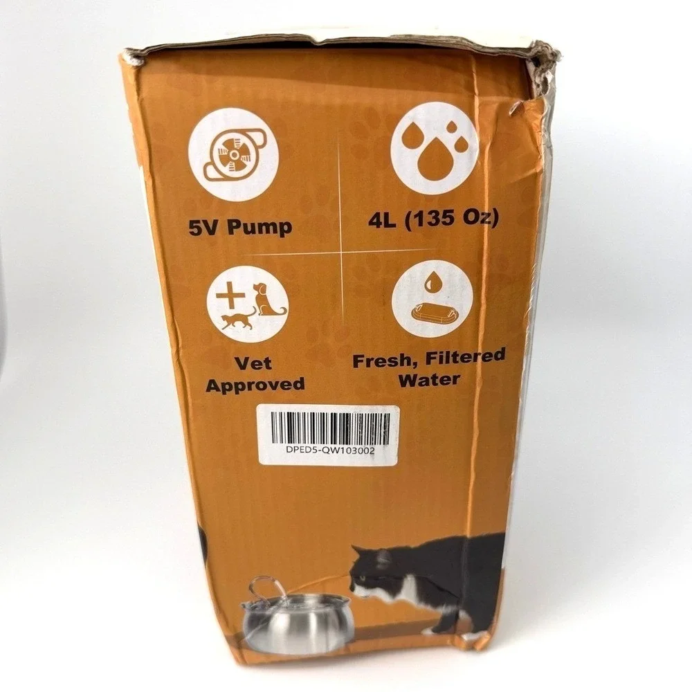 KittySpout Stainless Steel Cat Water Fountain 4L 135oz Silent Pump EUC no flaws